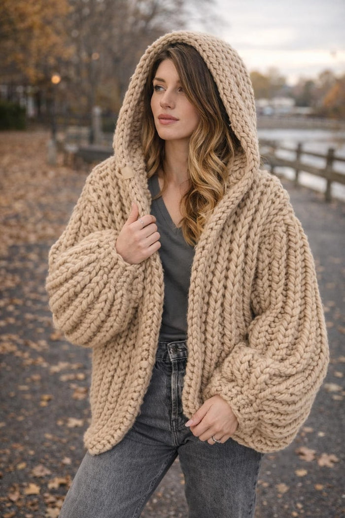 Velvora Hand-Knitted Luxury 25-Strand Mohair Cardigan - Oversized